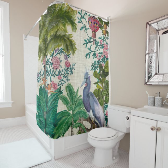 Paradise Chinoiserie Shower Curtain (In Situ)