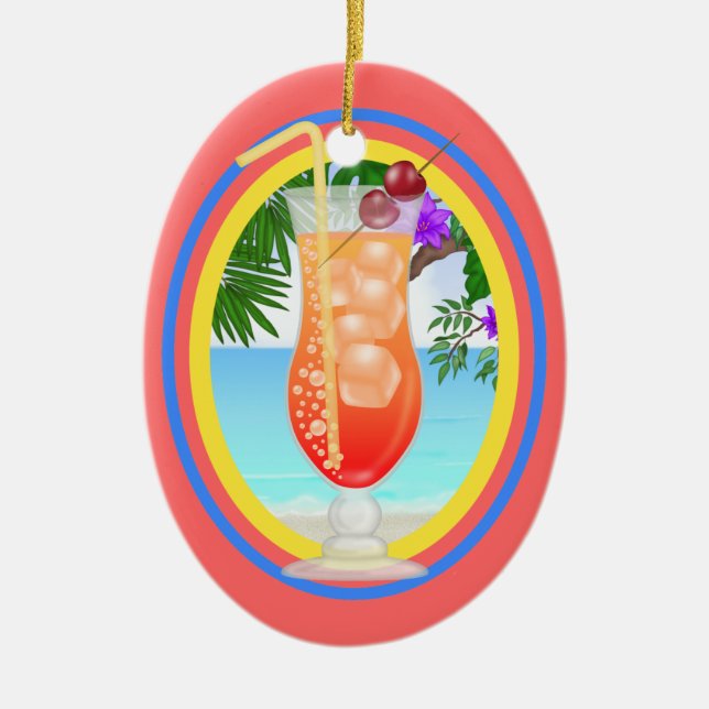 Paradise Cocktail Ceramic Tree Decoration (Front)