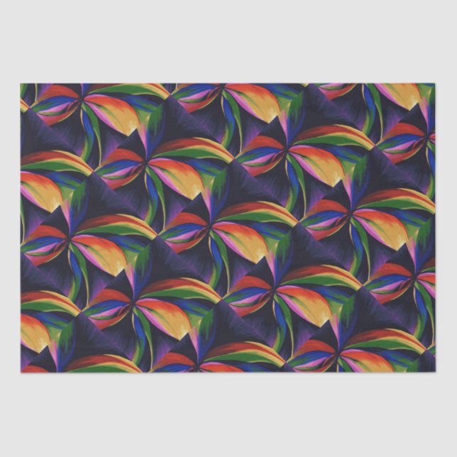 Paradise Colourful Rainbow Abstract Flower Art Tissue Paper (Front)