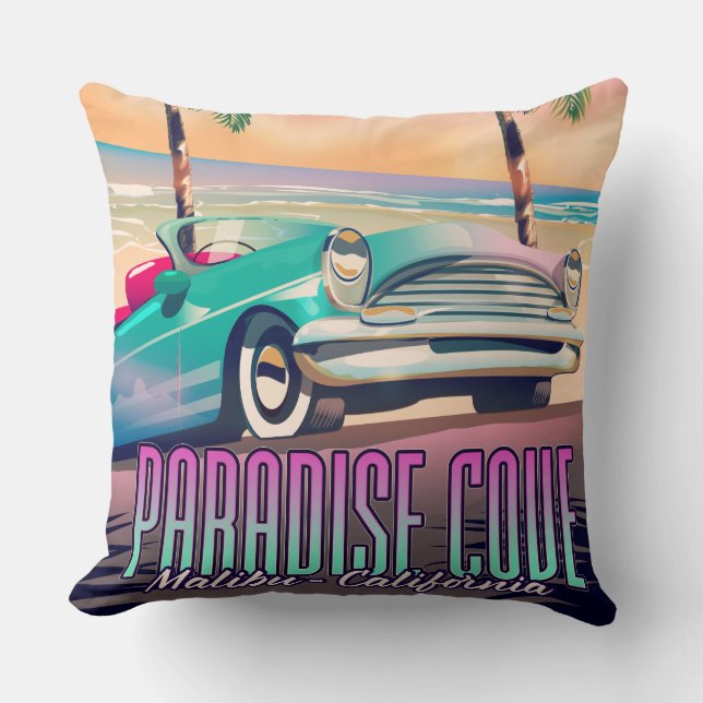 Paradise Cove,Malibu,California travel poster Cushion (Front)