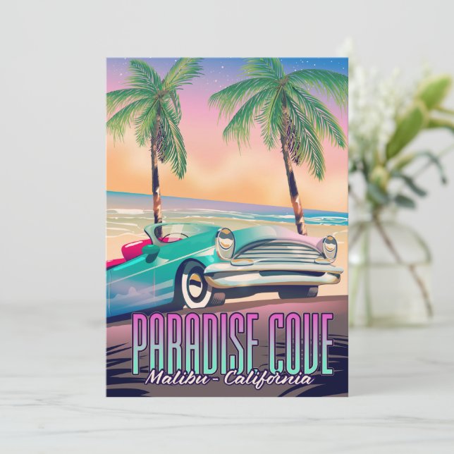 Paradise Cove,Malibu,California travel poster T-Sh Invitation (Standing Front)