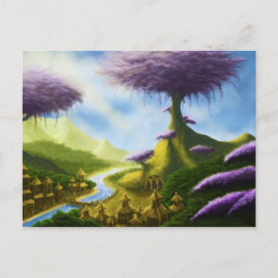 paradise fantasy landscape postcard