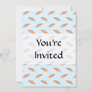 Paradise Fish Pattern on Blue. Invitation
