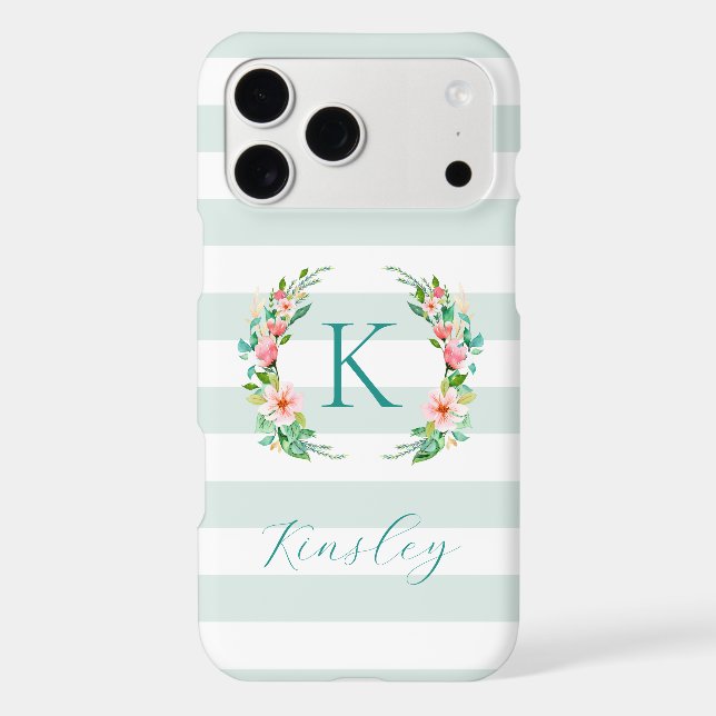 Paradise Floral and Mint Stripes Monogram (Back)