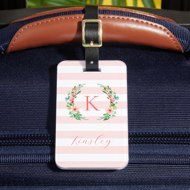 Paradise Floral and Stripes Luggage Tag (Front Insitu 2)