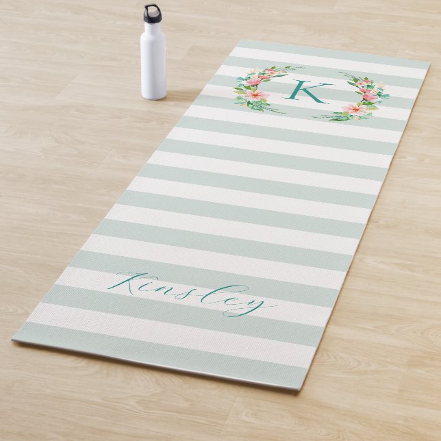 Paradise Floral and Stripes Monogram Yoga Mat (In Situ)