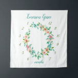 Paradise Floral Baby Girl Monthly Milestone Photo Tapestry<br><div class="desc">Capture your baby's monthly milestone photos with a beautiful personalised photo backdrop. A watercolor botanical floral wreath in bright tropical colours frames your baby girl as she grows. Personalise the design with baby's name monogram or other text. For monthly photos, mark each number with a small picture frame or other...</div>