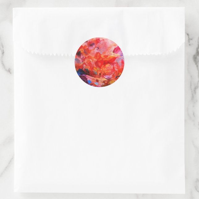 Paradise Floral Bird Phoenix Rising Flame Art Classic Round Sticker (Bag)