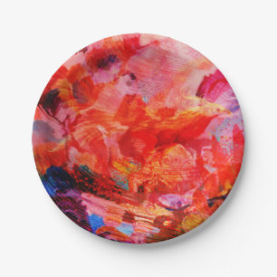 Paradise Floral Bird Phoenix Rising Flame Art Paper Plate