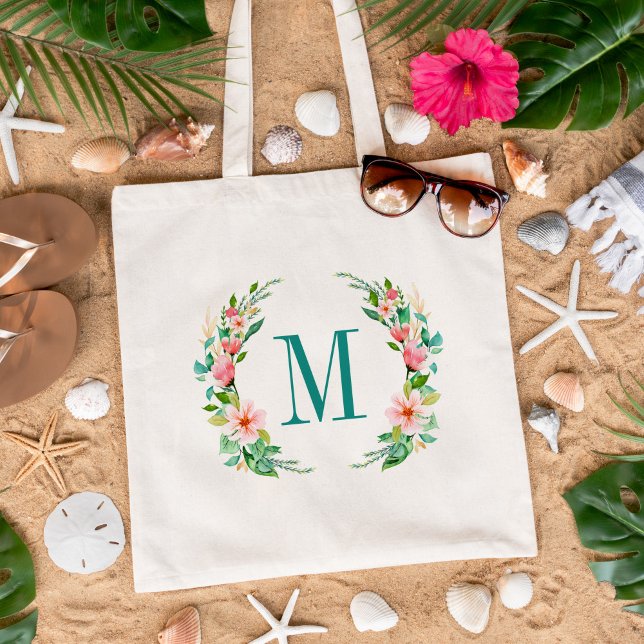 Paradise Floral Monogram Tote Bag (Creator Uploaded)