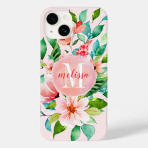 Paradise Floral Watercolor Monogram Case-Mate iPhone 14 Case