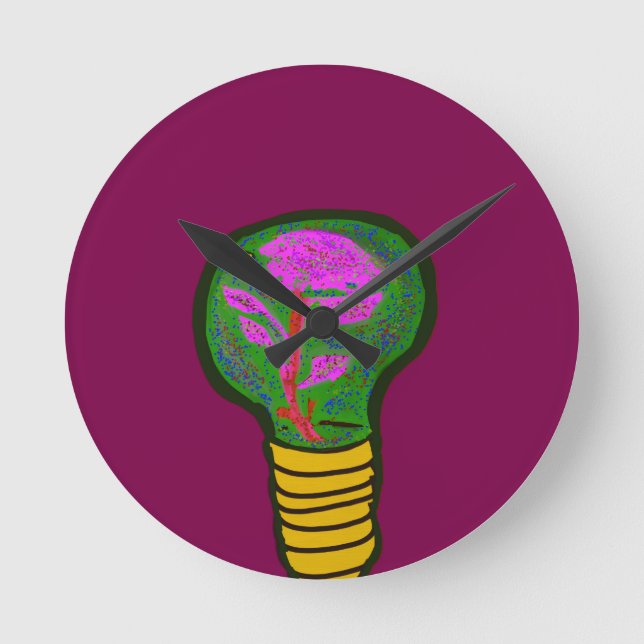 Paradise in a Light Bulb Round Clock (Front)