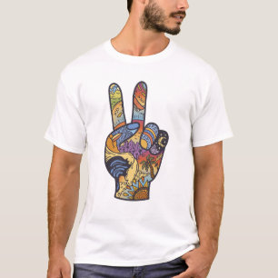 Paradise in Hand Peace Symbol Colourful Art T-Shirt