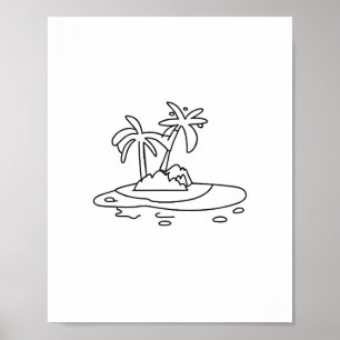 Paradise Island gift, line drawing Poster