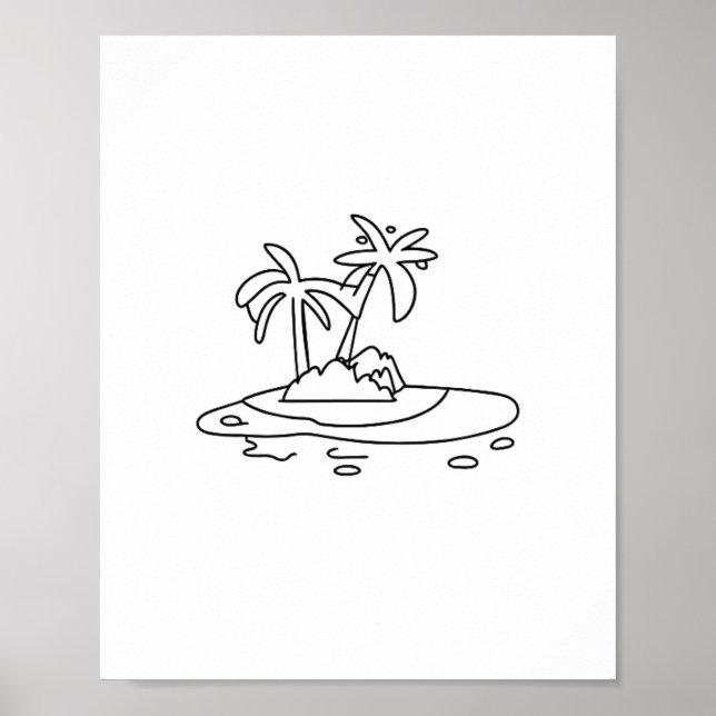 Paradise Island gift, line drawing Poster (Front)
