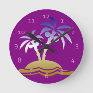 Paradise Island Round Clock