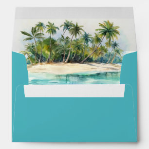 Paradise Island Tropical Beach Wedding Envelope