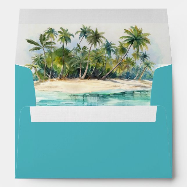 Paradise Island Tropical Beach Wedding Envelope (Back (Bottom))