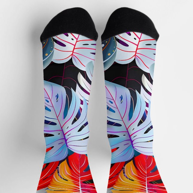 Paradise Jungle Tropical Foliage Socks (Top)