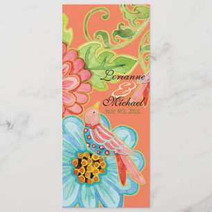 Paradise Love Birds 3, Floral Modern Wedding Menu