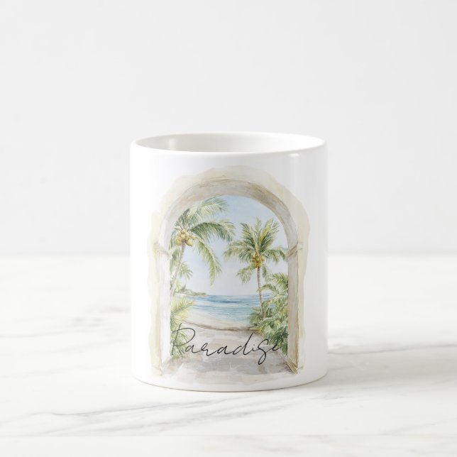 Paradise Ocean View Tropical Palm Trees Coffee Mug (Center)