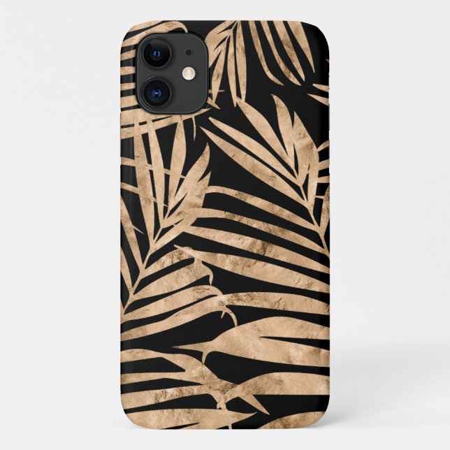 Paradise Palm Hawaiian Tropical- Gold & Black Case-Mate iPhone Case (Back)