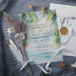 Paradise Palms Tropical Beach Destination Wedding Invitation