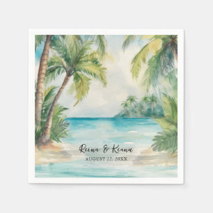 Paradise Palms Tropical Beach Wedding Napkin