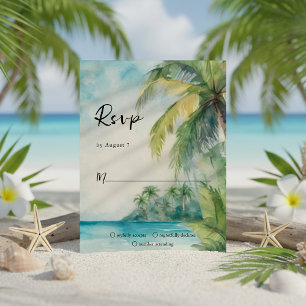 Paradise Palms Tropical Beach Wedding RSVP Card