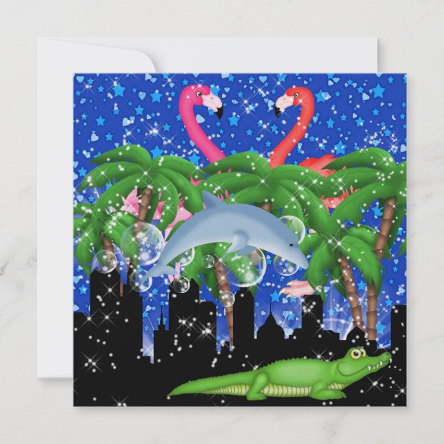 Paradise Party in Style Bright Lights - SRF Invitation (Front)