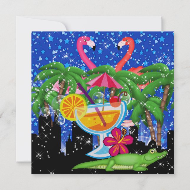 Paradise Party in Style Bright Lights - SRF Invitation (Front)