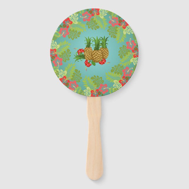 Paradise "Party Like a Pineapple" "Hawaiian Luau" Hand Fan (Front)