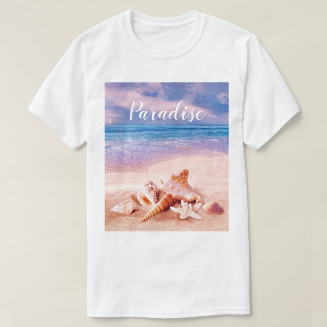Paradise Sea Beach Shells T-Shirt (Design Front)