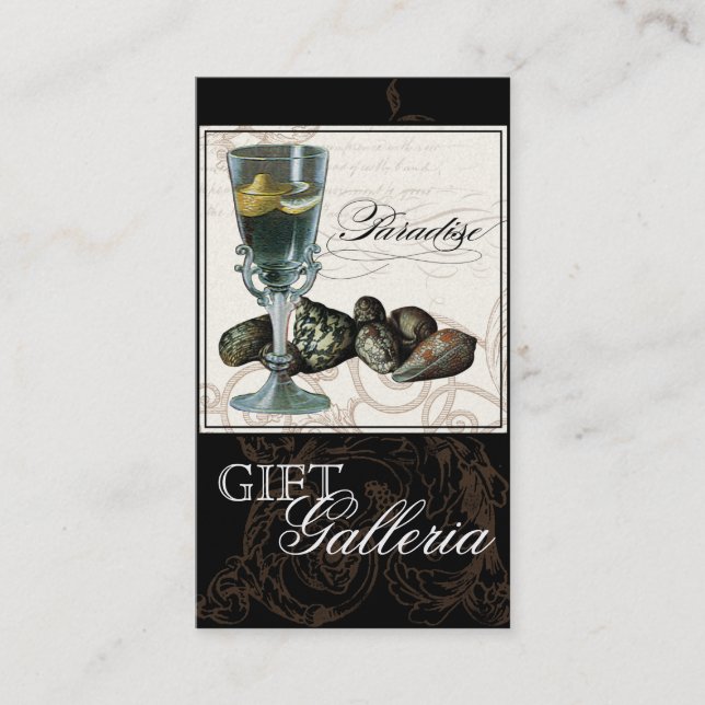 Paradise Shells Black Cream - Gift Store Business Card (Front)