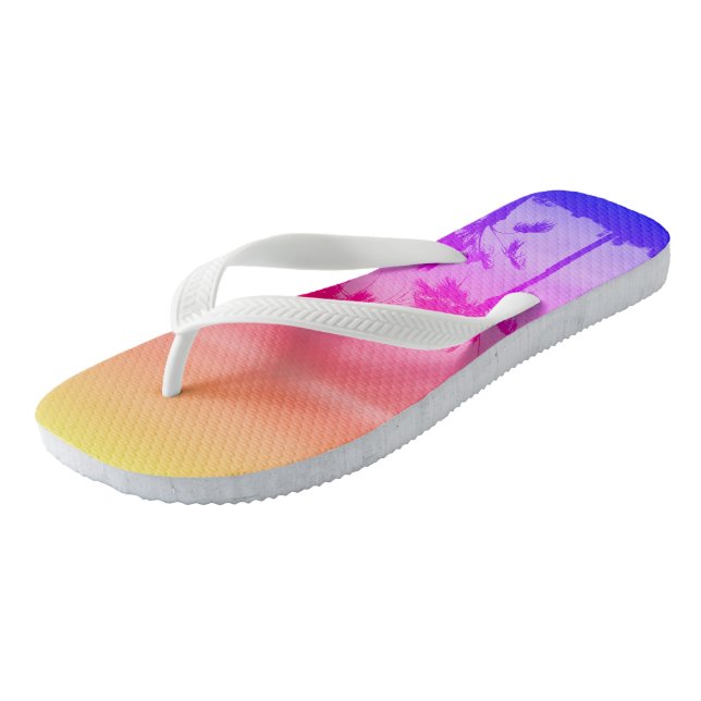 Paradise sunset palms flip flops (Angled)