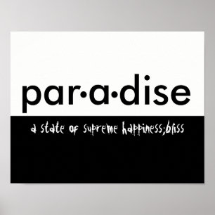paradise typography poster black and white