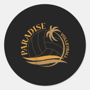 Paradise Volleyball Classic Round Sticker