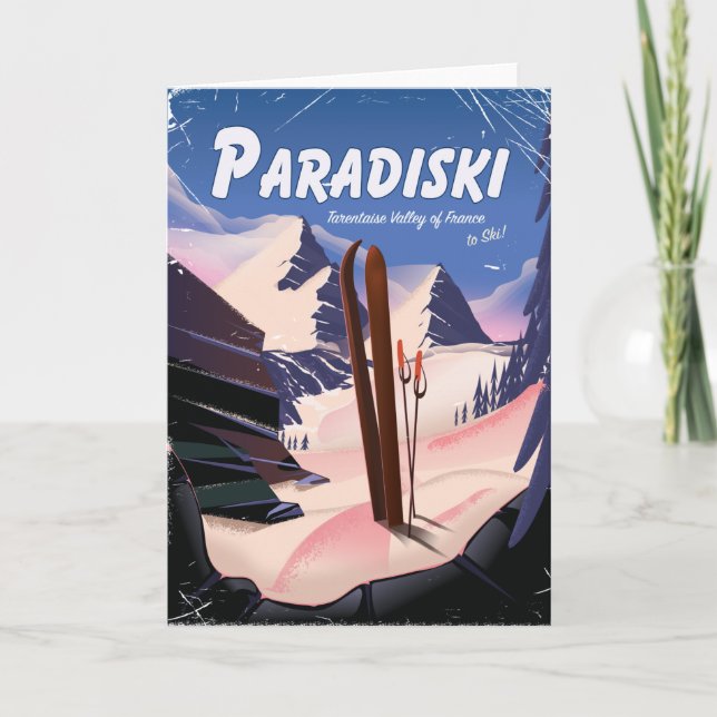 Paradiski Tarentaise Valley , France ,Ski poster. Holiday Card (Front)