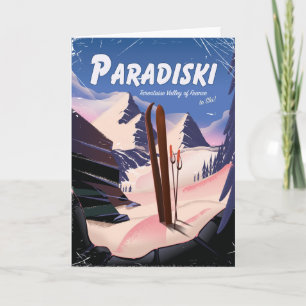 Paradiski Tarentaise Valley , France ,Ski poster. Holiday Card