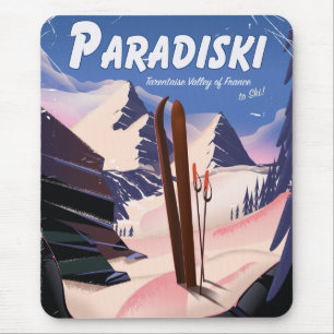Paradiski Tarentaise Valley , France ,Ski poster. Mouse Mat
