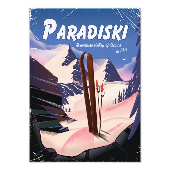 Paradiski Tarentaise Valley , France ,Ski poster. Photo Print (Front)