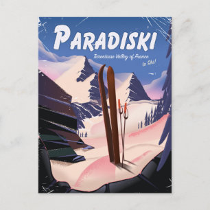 Paradiski Tarentaise Valley , France ,Ski poster. Postcard
