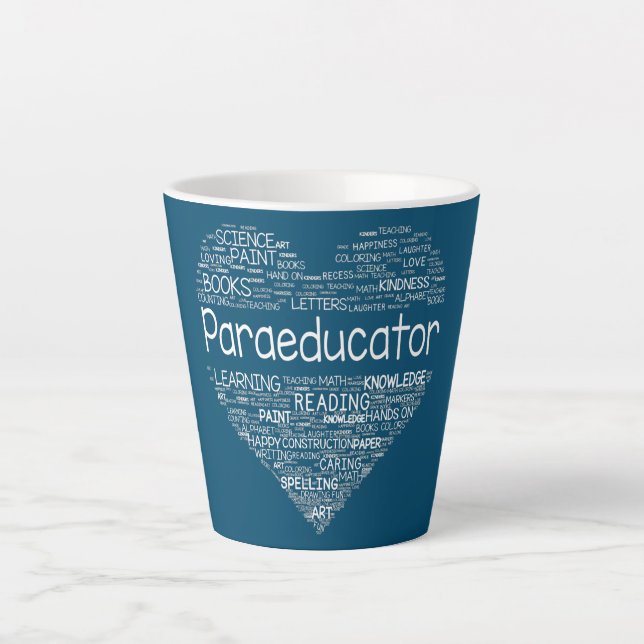 Paraeducator Heart Teacher Paraprofessional Back Latte Mug (Front)
