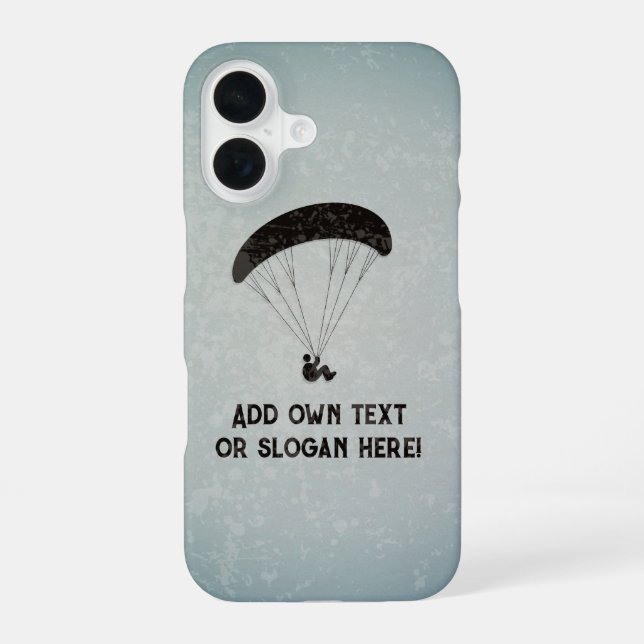 Paraglider Floating under Canopy own slogan / text iPhone 16 Case (Back)