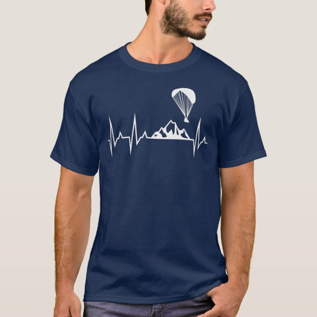 Paraglider Heartbeat Funny Paragliding Gift T-Shirt (Front)