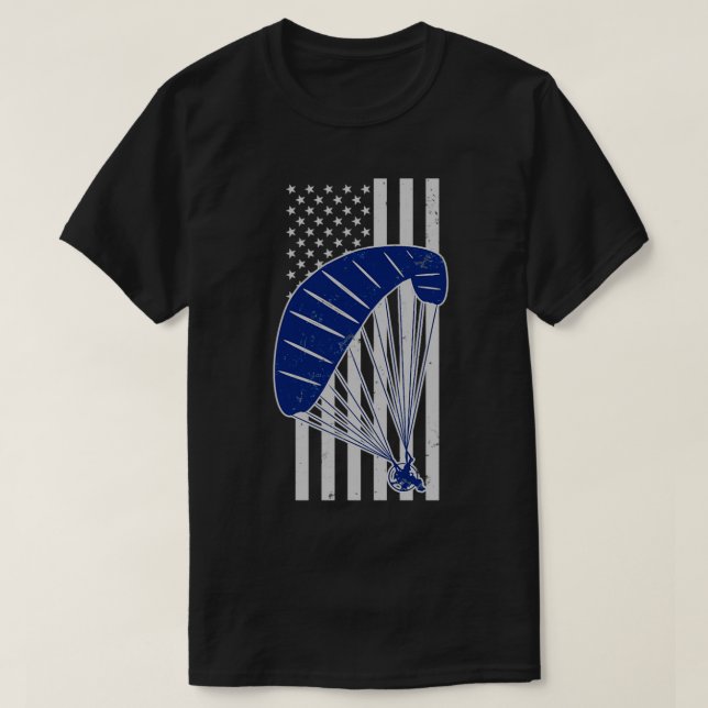Paraglider Motorgliding US American Flag Gift T-Shirt (Design Front)