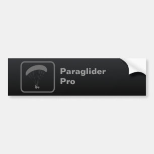 'Paraglider Pro' Slogan Black Bumper Sticker