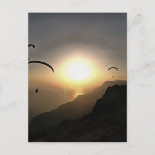 Paragliders Flying Wanderlust Extreme Sports Art Postcard