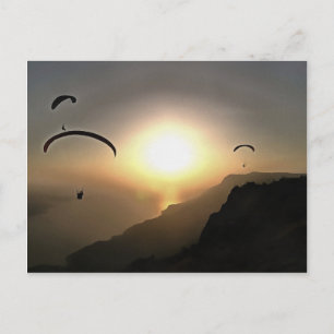 Paragliders Flying Wanderlust Extreme Sports Art Postcard