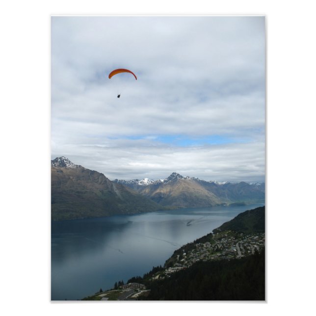 Paragliding above Queenstown, New Zealand Photo Print (Front)